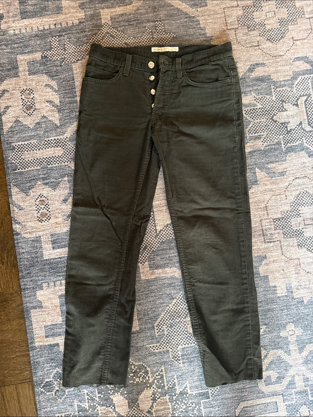 Marc Jacobs Courduroy Cropped Jeans - Straight Leg Raw Hem